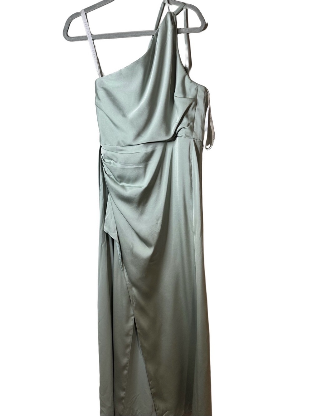 Azazie One-Shoulder Sage Green Evening Dress Formal Maxi Size A10